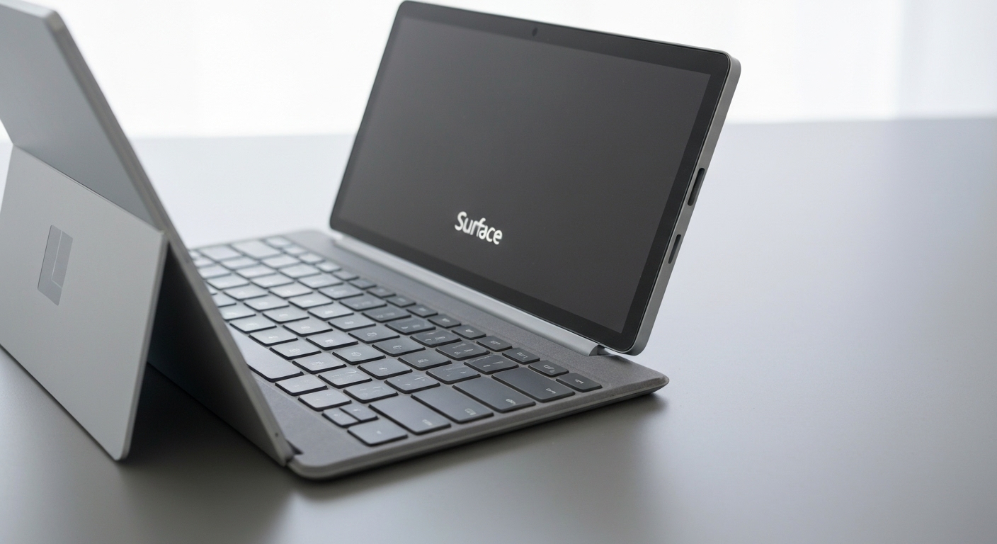 Hình ảnh Surface Pro 6 cũ, tập trung vào thiết kế và bàn phím.
