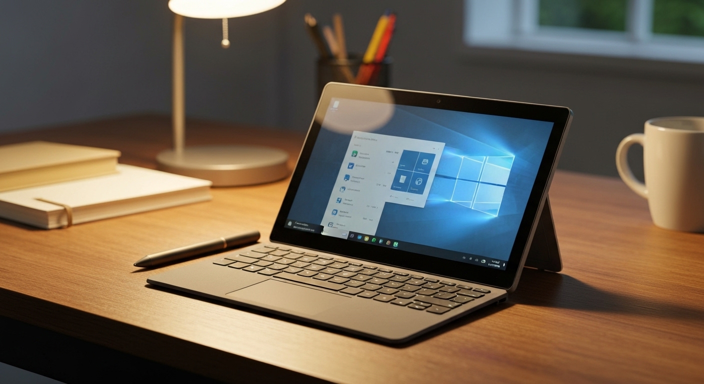 Surface Go cũ với kích thước nhỏ gọn đặt trên bàn làm việc
