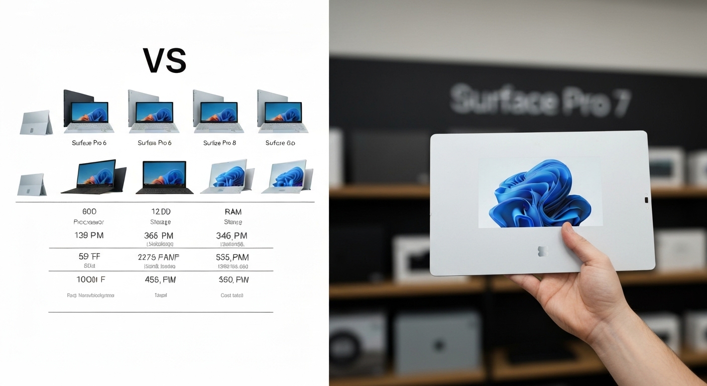 So sánh Surface Pro 7 với các dòng Surface khác trên thị trường.