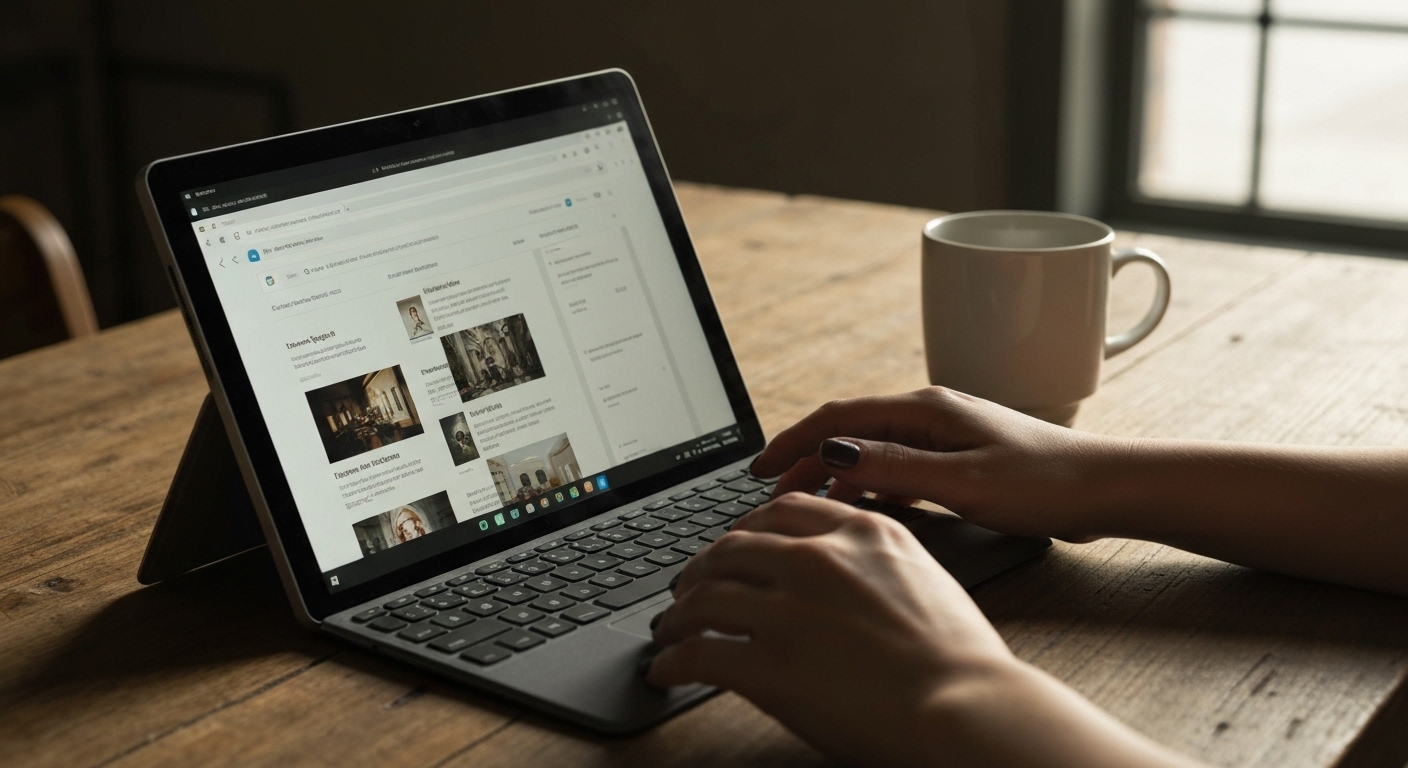 Hình ảnh Surface Go cũ tại Hà Nội, đang được sử dụng để lướt web.