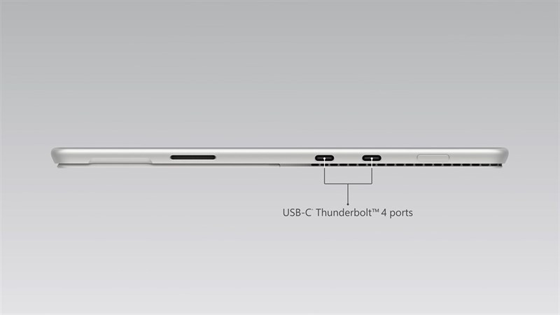 Surface Pro 8 năm nay được trang bị 2 cổng USB Type-C Thunderbolt 4. Nguồn: Microsoft.